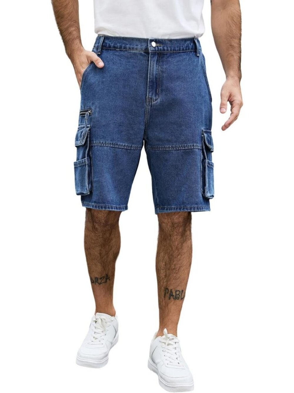 Men's Casual Cargo Shorts, Elastic Waist Jorts, 9 Pockets, Summer Essential